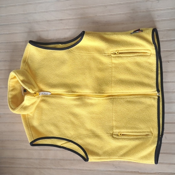 Vintage Woolrich Polartec Yellow Fleece Full Zip Cozy Comfy Tailored Vest XL - Picture 1 of 10